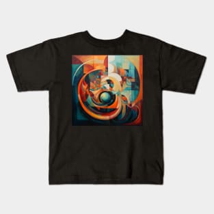 Minimalistic Geometric Patterns in an Abstract Oil Painting Kids T-Shirt